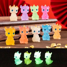 16 Multicolor Creative Dragon Resin Statue Luminous Small Ornaments, Interesting Desktop Small Ornaments, Suitable For Courtyard Garden Decoratio