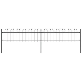 Garden Fence with Hoop Top Steel 141.3"x23.6" Black