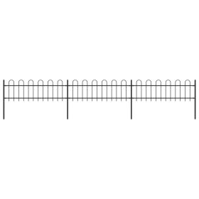 Garden Fence with Hoop Top Steel 211.4"x23.6" Black