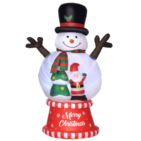 8ft Christmas Inflatables Outdoor Decorations Snowman with Rotating Colorful Light, Blow-Up LED Yard Display Christmas Decor for Lawn Garden