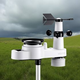 5-in-1 Wireless Weather Station 7.5 In Display Indoor Outdoor Thermometer Sensor (Option: White)