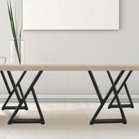 Metal Table Legs, 28x18 Inch Desk Legs, Set Of 2, Heavy Duty Bench Legs, Z Shape Metal Furniture Legs, Wrought Iron Coffee Table Legs, Home DIY F (Option: Black)