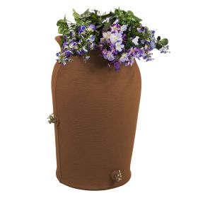 50-Gallon Plastic Urn Rain Barrel with Planter Top (Color: Terra Cotta)