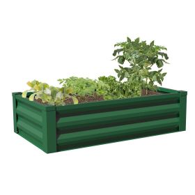Powder Coated Metal Raised Garden Bed Planter Made In USA (Color: Green)