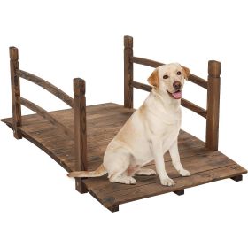 Outdoor 4-ft Wooden Garden Bridge with rails Wood Finish (Color: Brown)