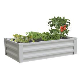 Powder Coated Metal Raised Garden Bed Planter Made In USA (Color: White)