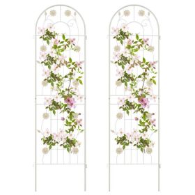 Set of 2- 6-ft Galvanized Steel Outdoor Garden Trellis in Metal Finish (Color: White)