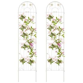 2 Pack - 7-ft Galvanized Steel Garden Trellis in Metal Outdoor Finish (Color: White)