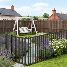 2 Piece 80 x 51 Inch Vinyl Picket Fence for Garden (Main Color: Black, Main Material: PVC)