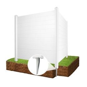 Air Conditioner Fence, Trash Can Vinyl Privacy Fence White Panel for Outside, Outdoor Pool Equipment Enclosure with Metal Stakes, (2-Pack) (type: Horizontal)
