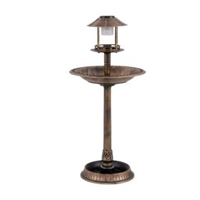 Bird Bath Feeder with Solar Light for Garden Backyard Decor (type: bird supplies, Color: Bronze)