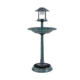 Bird Bath Feeder with Solar Light for Garden Backyard Decor (type: bird supplies, Color: Green)