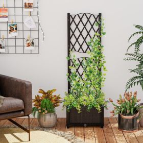 Raised Garden Bed with Trellis Planter Box for Climbing Plants (Select: Single planting boxes, Color: Brown)