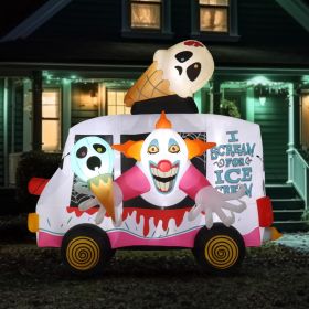 Halloween Outdoor Decorations, Blow Up Yard Decorations, Built-in LED Lights Décor for Indoor Home Party Garden Lawn Store, 5.9FT Pumpkin Ghost (Style: Clown Icecream)