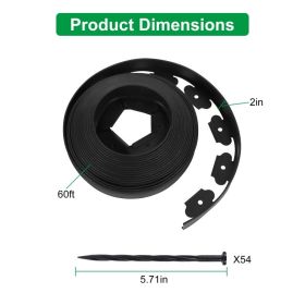 Non-Digging Plastic Garden Edging Kit Plastic Garden Border Edging For Garden Lawn Yard Flower Beds 3 Size Options (Option: 60FT)