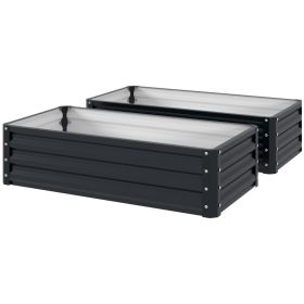 Galvanized Raised Garden Bed, 4' x 2' x 1' Metal Planter Box, for Growing Vegetables, Flowers, Herbs, Succulents, Gray (Option: Gray-720x350x60 mm)